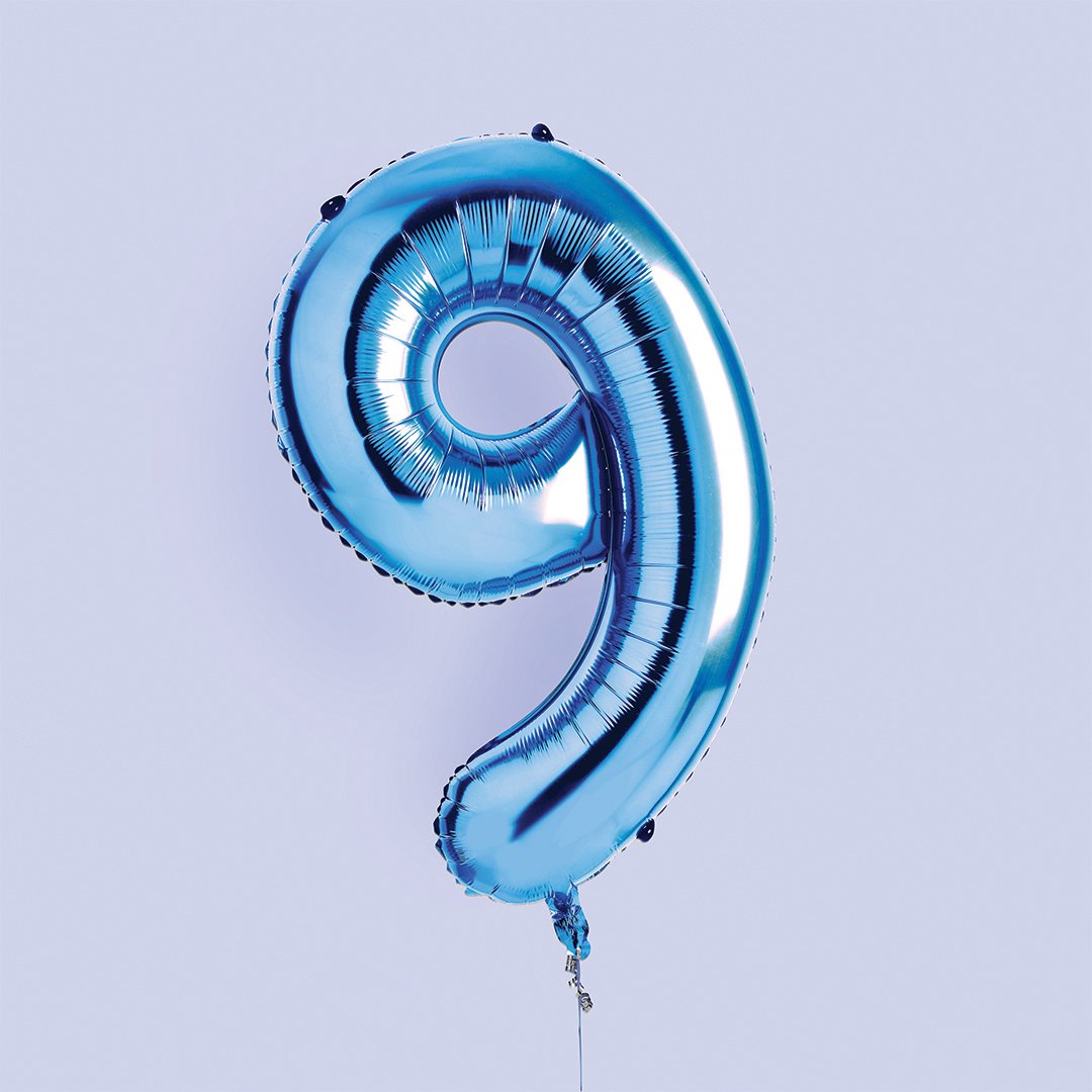 Blue Number '9' Foil 34" Balloon
