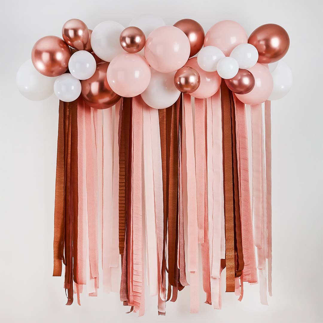 Rose Gold Metallic Balloon & Streamer Backdrop Kit
