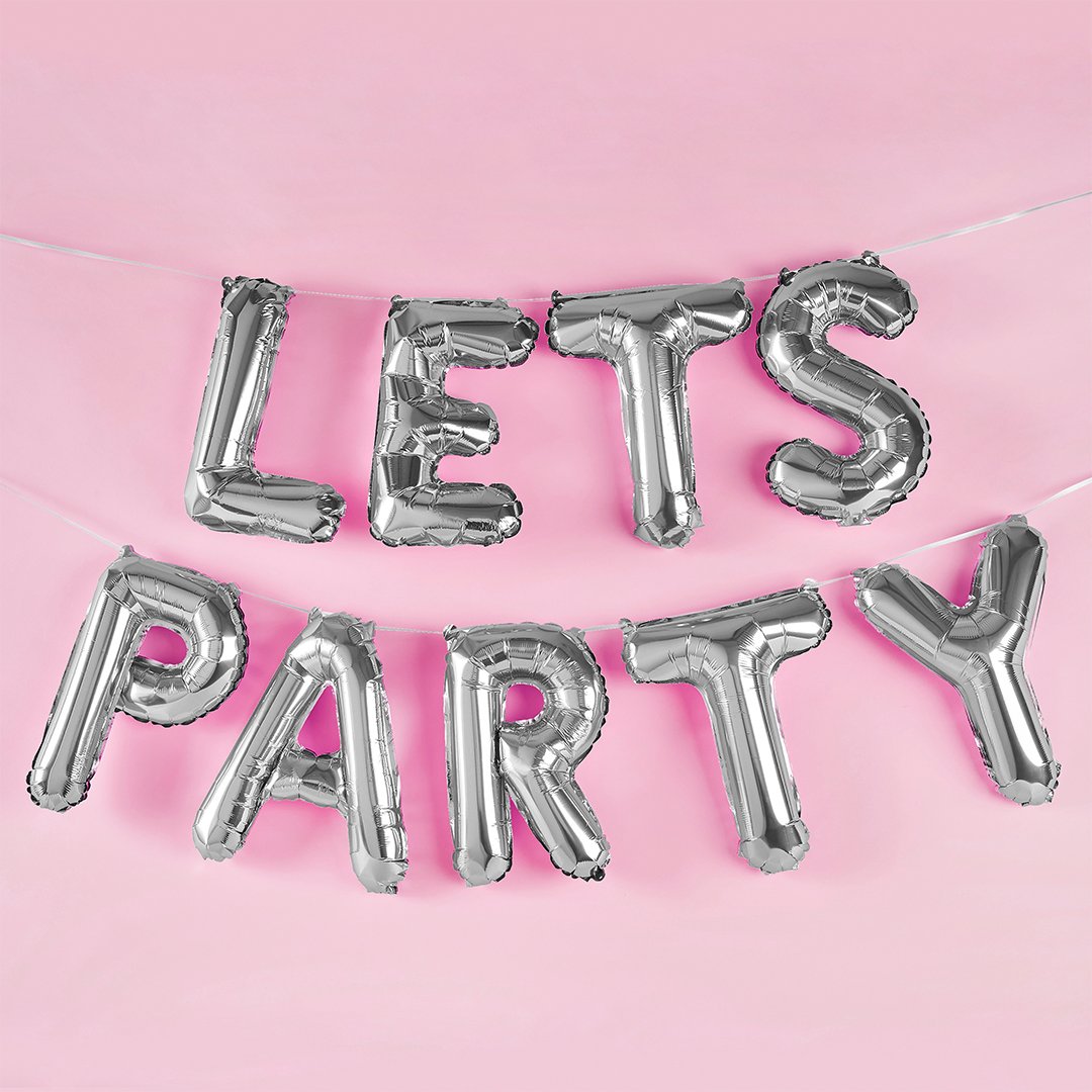 Silver' Let's Party' 16" Foil Balloon Garland
