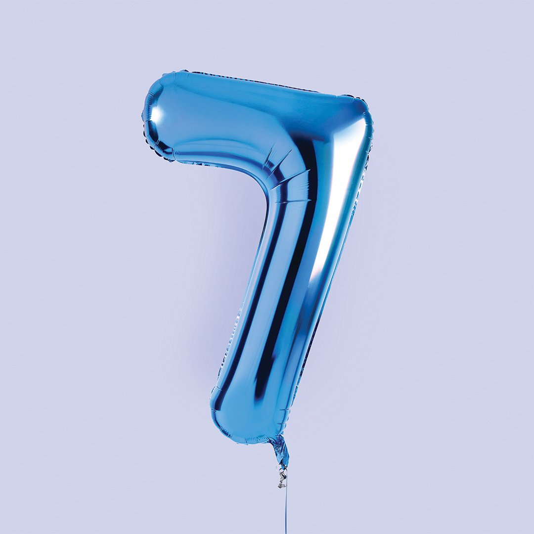 Blue Number '7' Foil 34" Balloon
