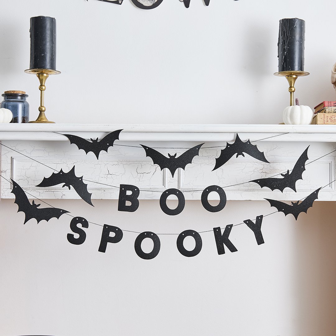 Spooky Boo Bat Felt Garland x3 1.5m