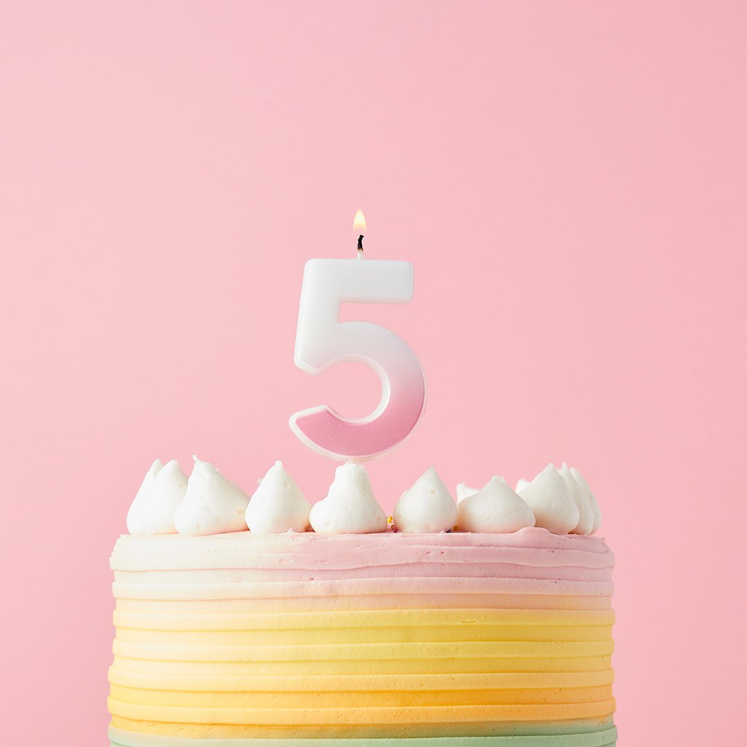 Pink Ombre Number '5' Candle