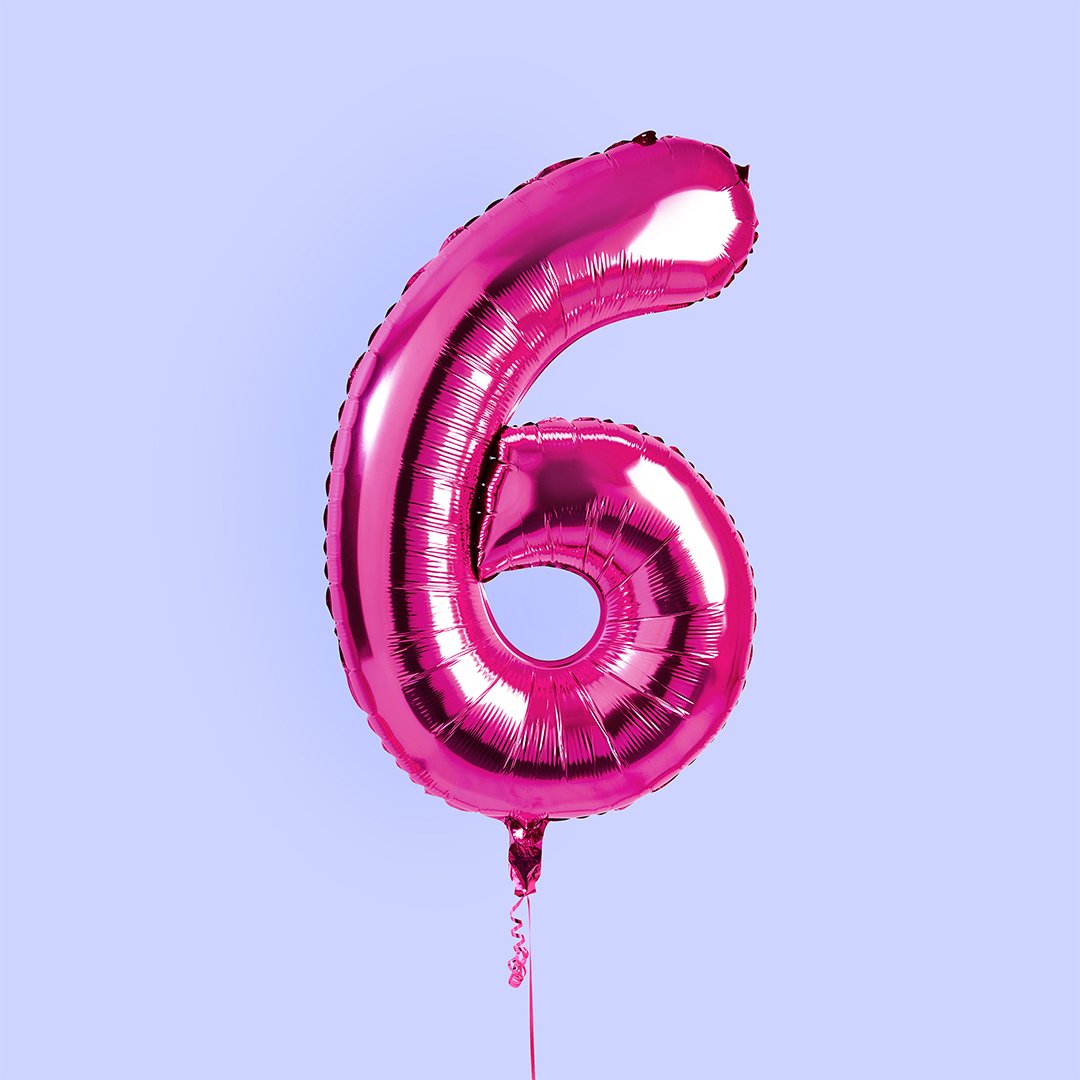 Hot Pink Number '6' Foil 34" Balloon