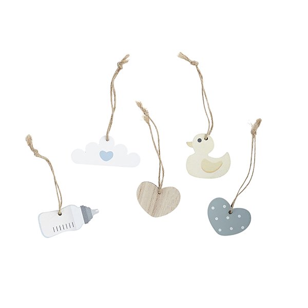 Unisex Assorted Wooden Tags  - Pack of 5
