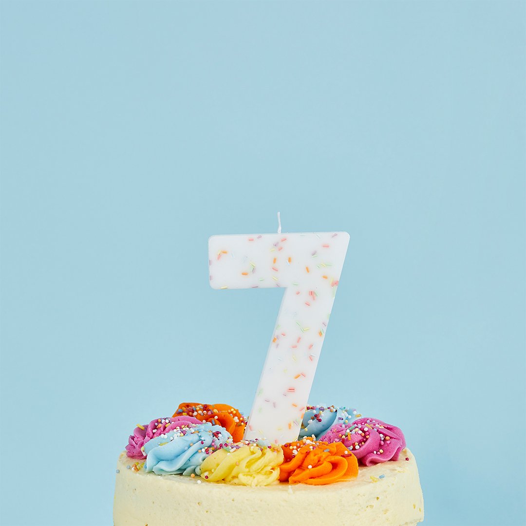 Giant Sprinkle Number '7' Candle