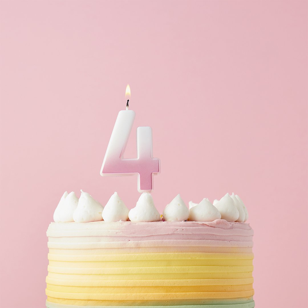 Pink Ombre Number '4' Candle
