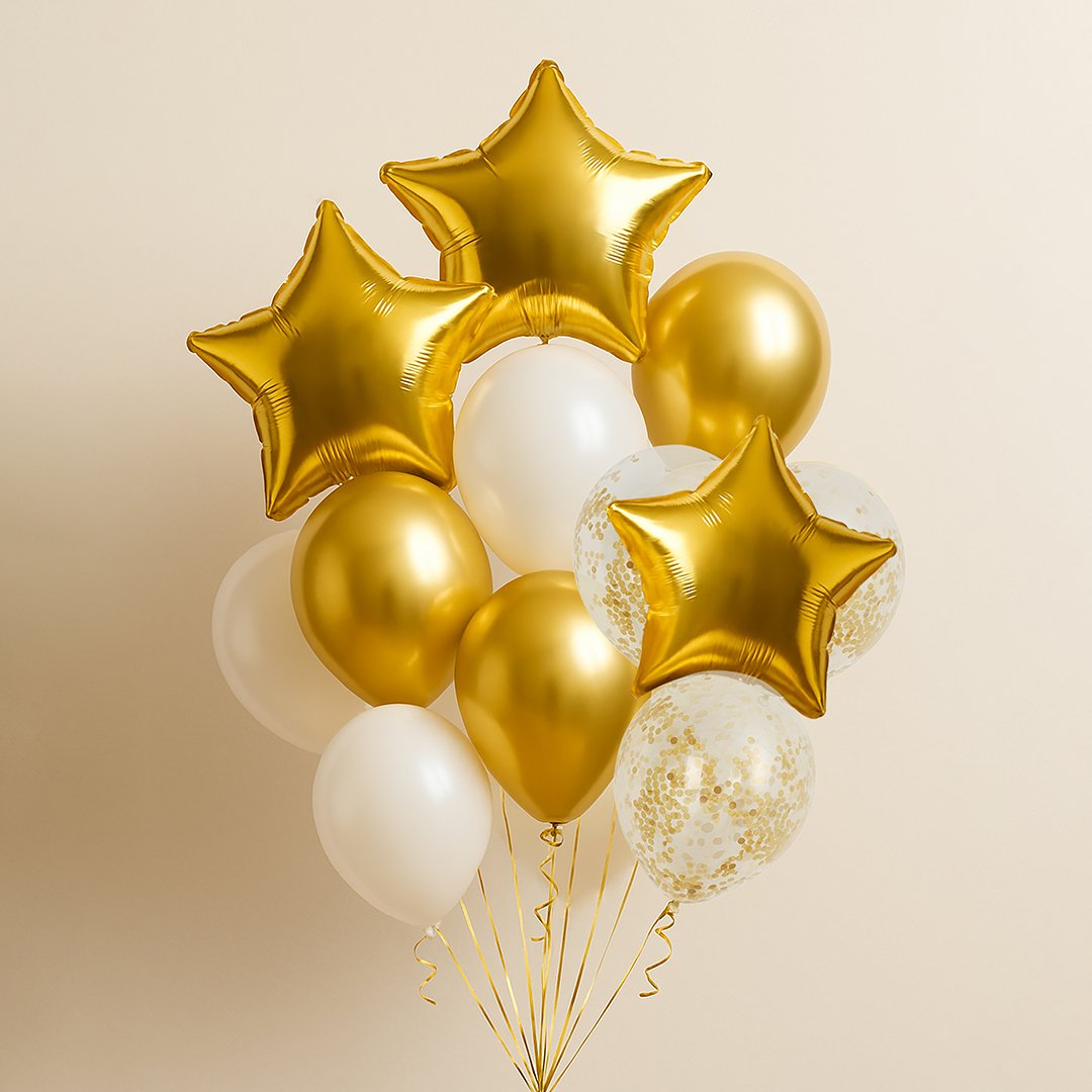 Gold Celebration Balloon Bundle - Pack of 12