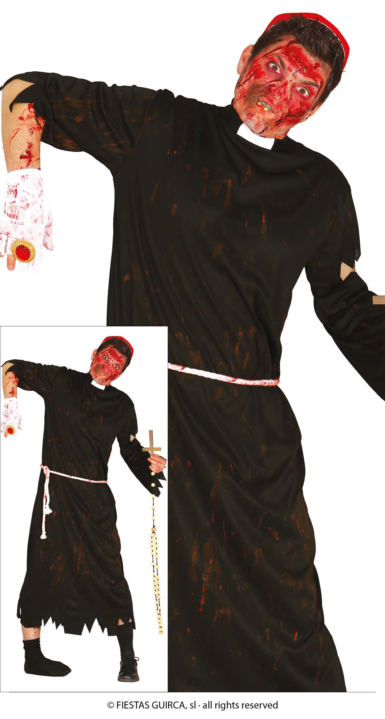 Adult Zombie Priest, Size L 52-54