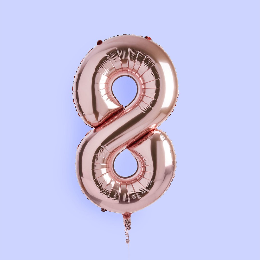 Rose Gold Number '8' Foil 34" Balloon